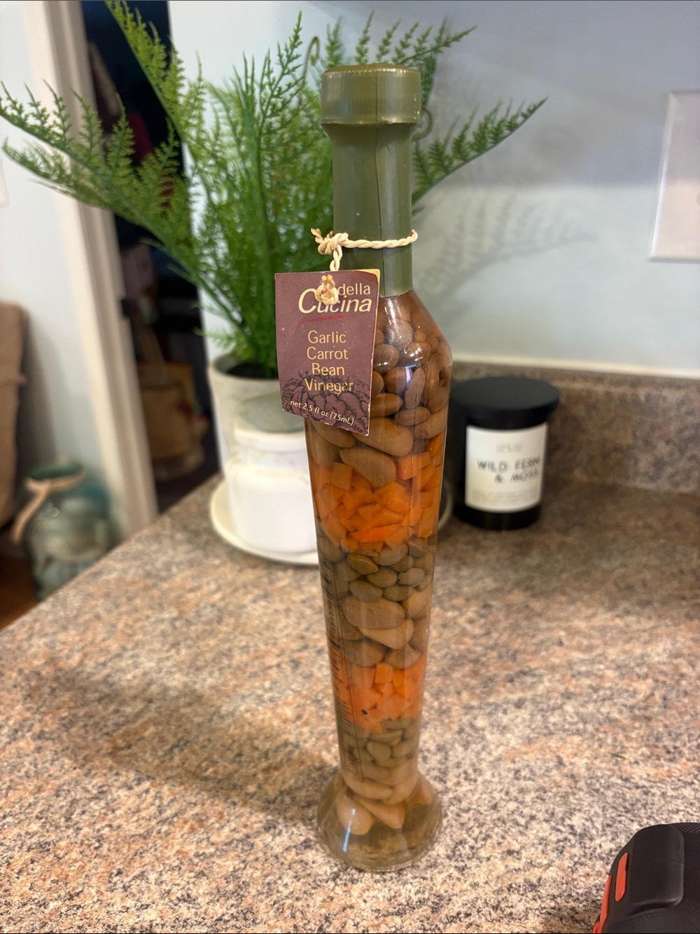 Cucina Garlic Carrot Bean Vinegar Decorative Bottle - Green & Orange